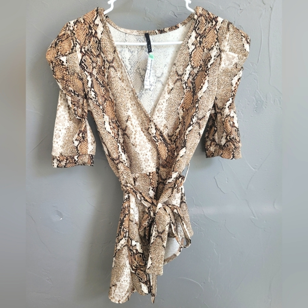 Papaya Snakeskin Print Tie Top, Size S